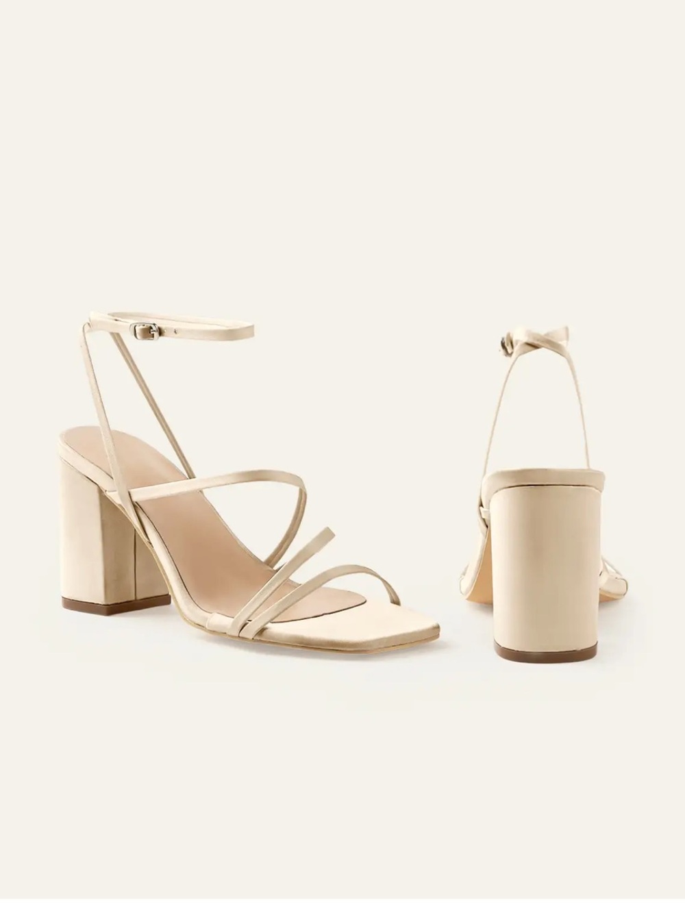Azazie Cream Strappy Block Heel Sandals
